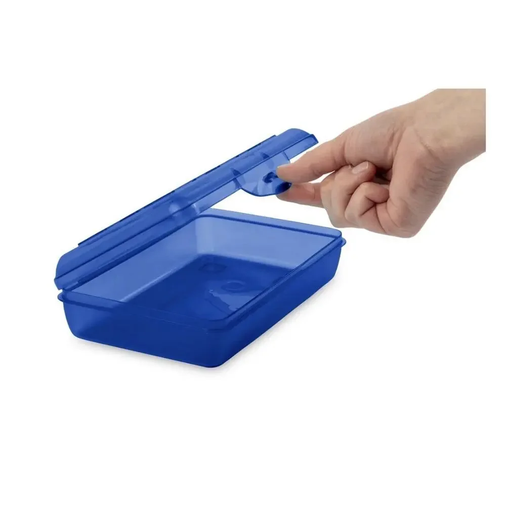Lot of 6 Sterilite Small Pencil Boxes Blue Plastic Supply Case Snap Lid